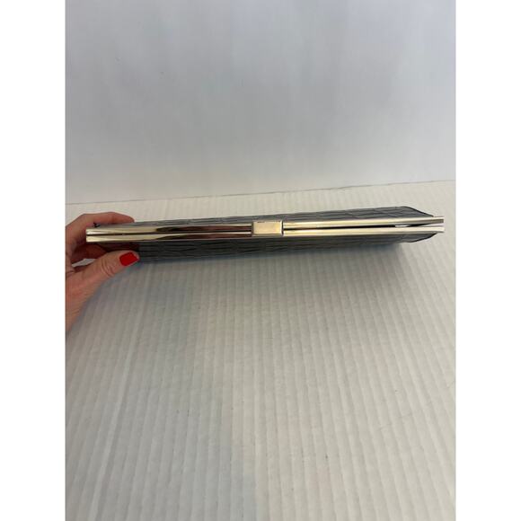 Shiny Black Croc embossed clutch wallet womens - Picture 5 of 15
